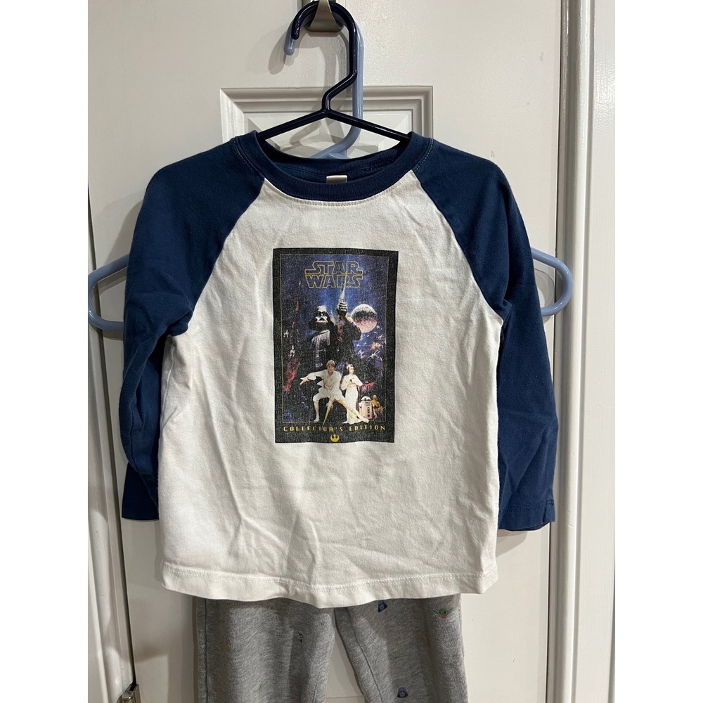 Janie and Jack Star Wars Pajama Set Boys Size 3 Raglan Top Embroidered Joggers
